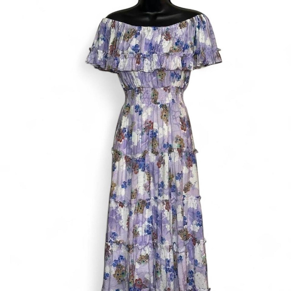 NWOT Off the Shoulder Tiered Lavender Floral Maxi Dress